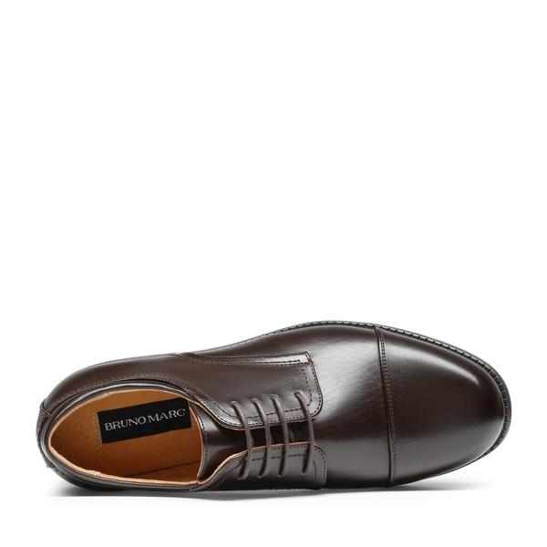 Men's Wide-Fit Cap Toe Oxford Shoes - DARK BROWN - 3
